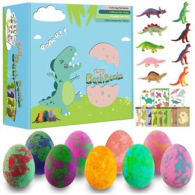 Bom bath deinosor organig gyda theganau y tu mewn