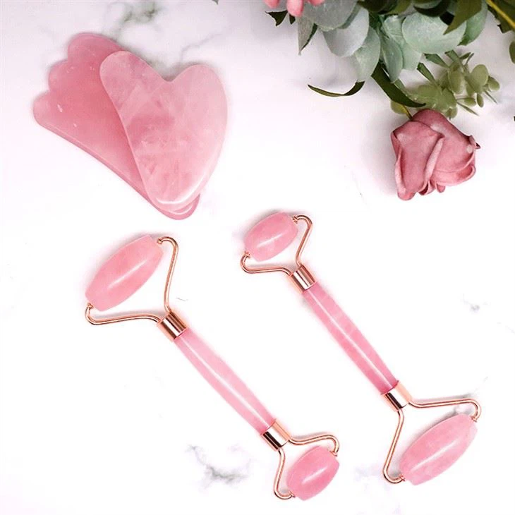 Tylino wyneb aur rhosyn gua sha ar gyfer cadarnhau croen a rhyddhad straen