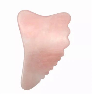 Offeryn Gua Sha Cwarts Rhosyn Naturiol 100%