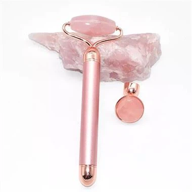 Rose Gold 2 mewn 1 Rholer Jade Wyneb Trydan sy'n Dirgrynu