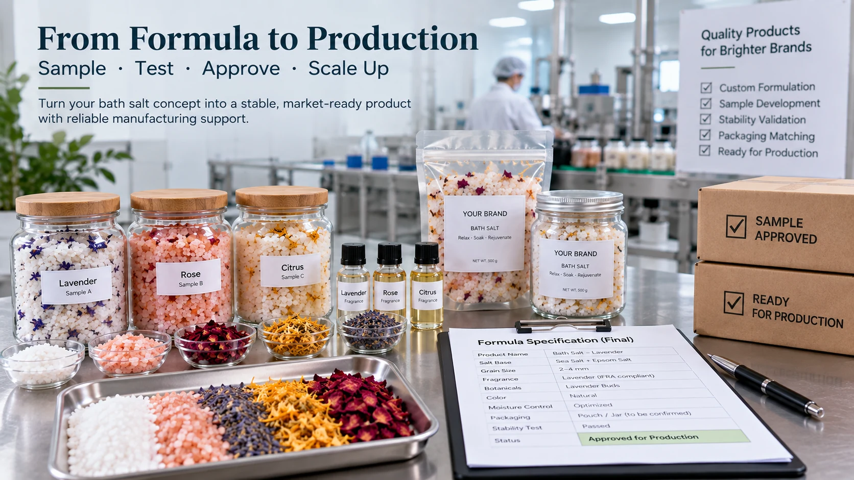 Bath salt formula approval sample validation and OEM preparation before mass production Bath salt formula approval sample validation and OEM preparation before mass production